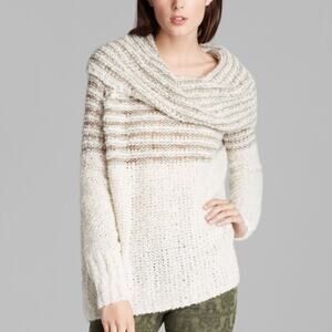 Free People Engineer wool blend loose knit oversized cowl neck sweater  tunic M